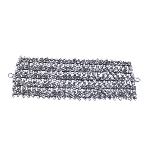 Oxidized Silver Multilayer Cuff Bracelet Tribal Boho Garba Jewelry BRC-4140