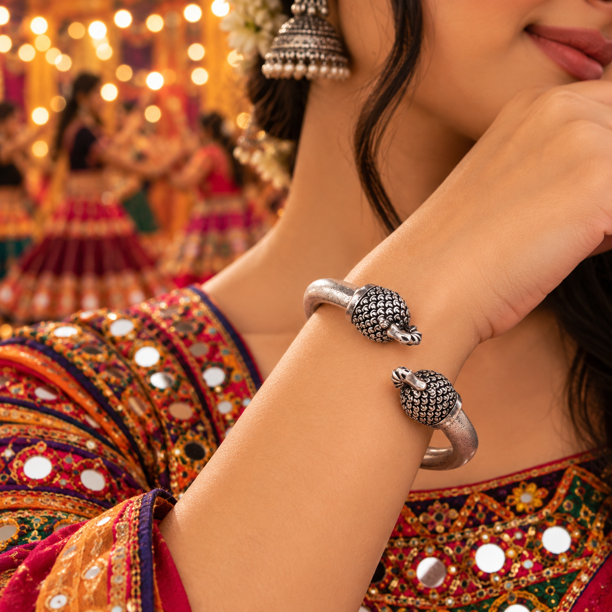 Oxidized Silver Peacock Head Cuff Bracelet Tribal Boho Garba Jewelry BRC-4144