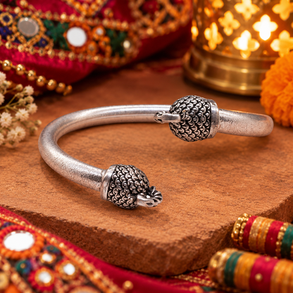 Oxidized Silver Peacock Head Cuff Bracelet Tribal Boho Garba Jewelry BRC-4144