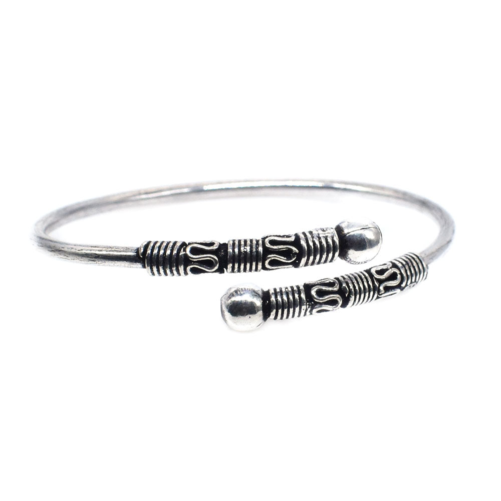 Silver Oxidized Plain Bangle Adjustable Handmade Jewelry Gift For Her BRC-4844