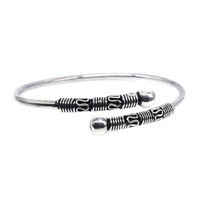 Silver Oxidized Plain Bangle Adjustable Handmade Jewelry Gift For Her BRC-4844