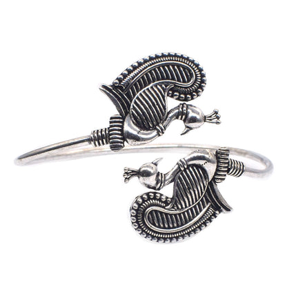 Oxidized Silver Peacock Cuff Bracelet, Indian Tribal Boho Jewelry BRC-4896