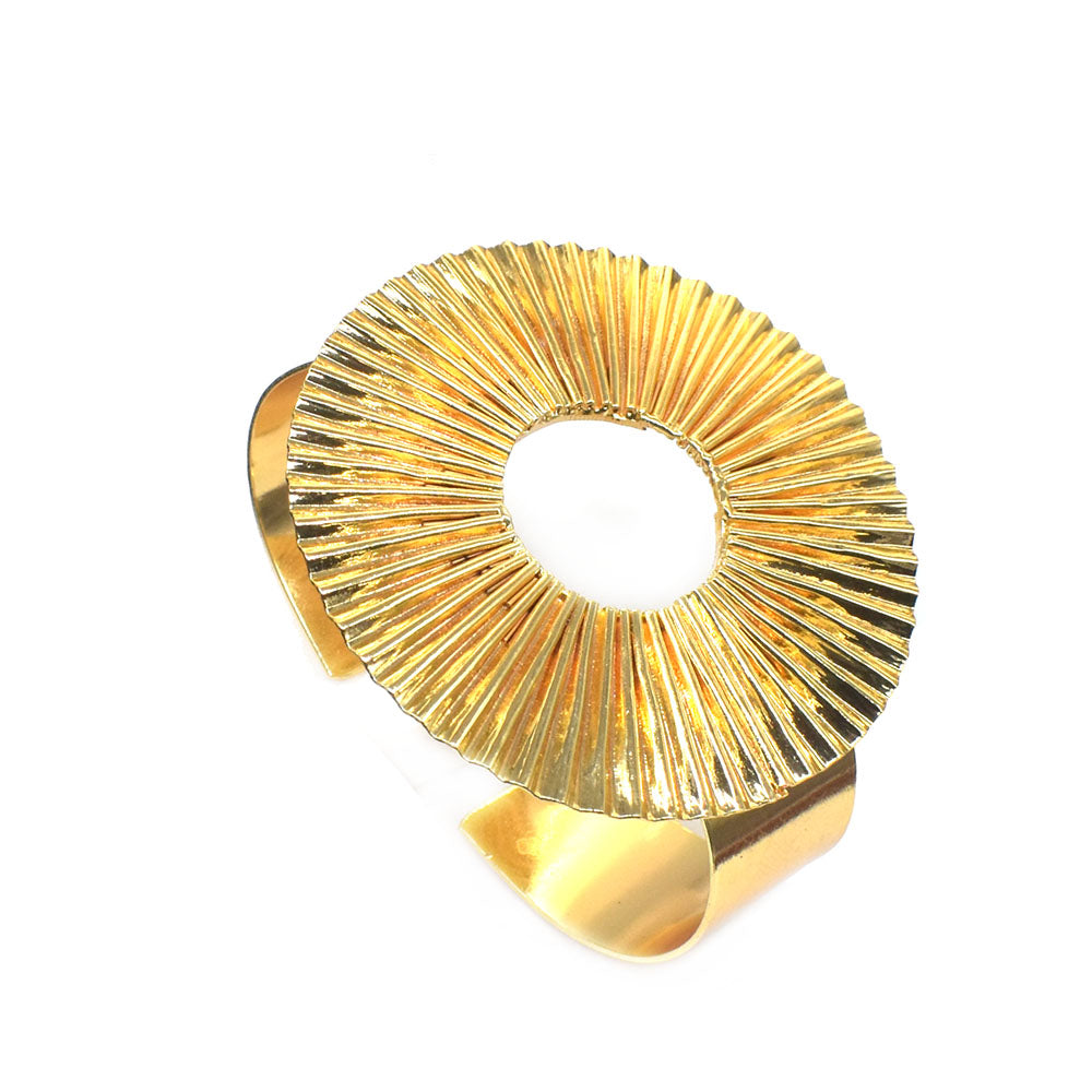 Glossy Golden Cuff Bangle Christmas Gift Gold Plated Contemporary Bracelet BRC-4900
