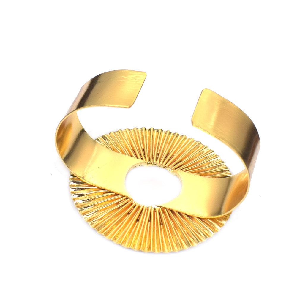 Glossy Golden Cuff Bangle Christmas Gift Gold Plated Contemporary Bracelet BRC-4900