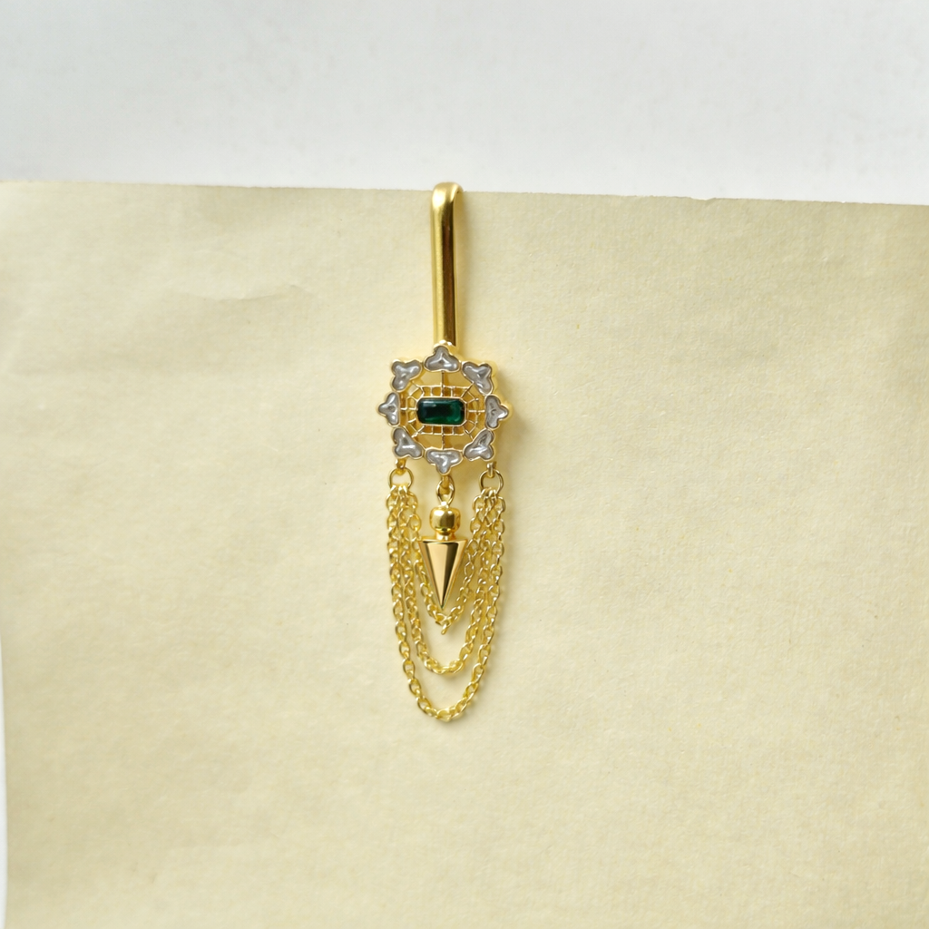 Gold Plated Geometric Chain Brooch for Men Wedding Suit Lapel Pin BRO01-GLD