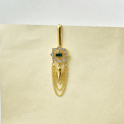Gold Plated Geometric Chain Brooch for Men Wedding Suit Lapel Pin BRO01-GLD