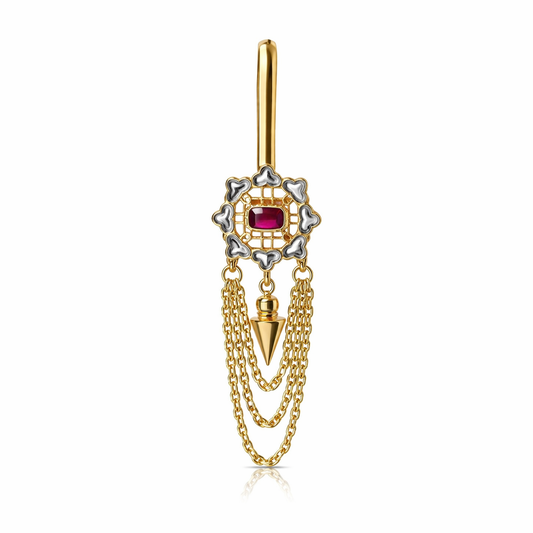 Gold Plated Geometric Chain Brooch for Men Wedding Suit Lapel Pin BRO01-GLD