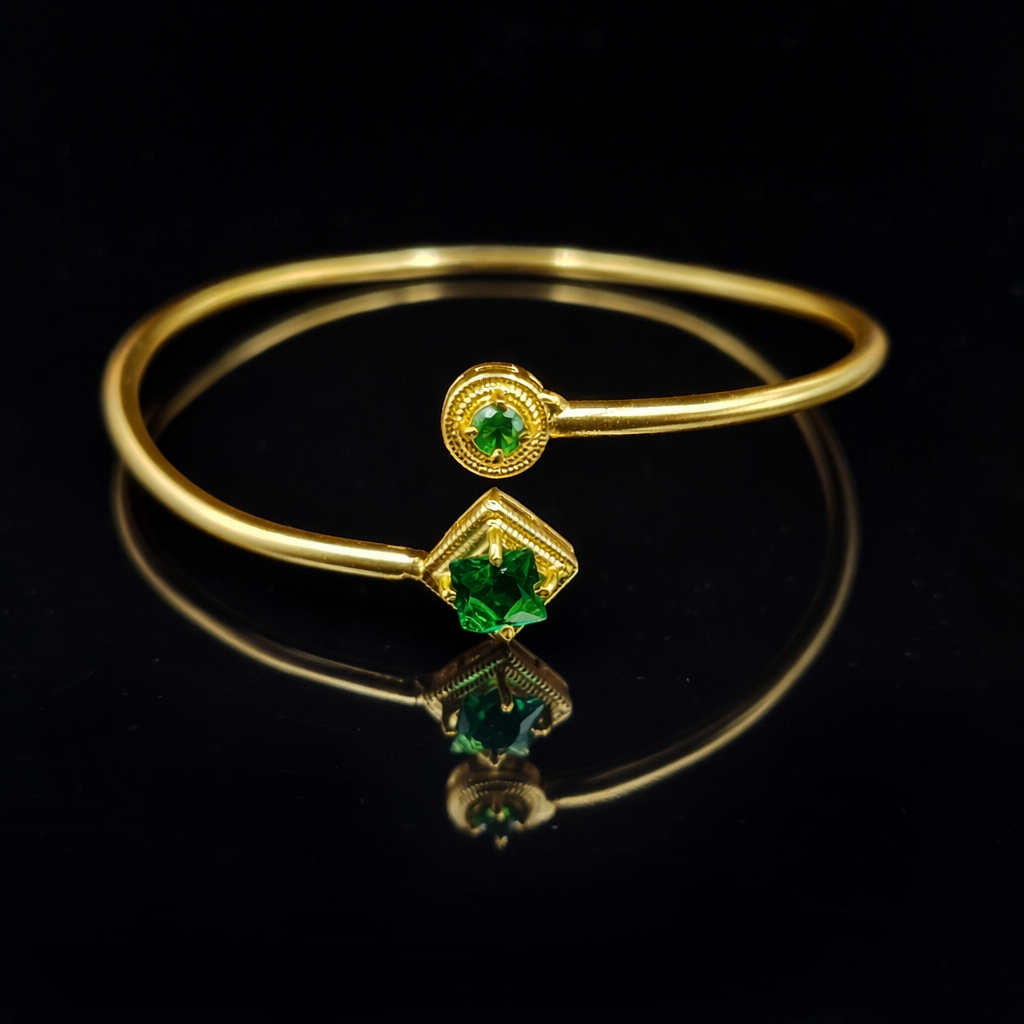Elegant Gold Open Cuff Bracelet with Dual Geometric Accent Design for Women
