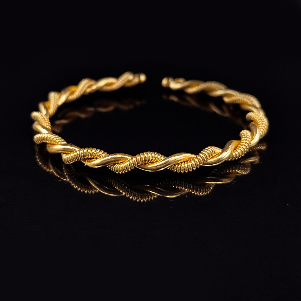 Twisted Gold Open Cuff Bracelet ? Elegant Rope Design Bangle for Women BSW04-GLD