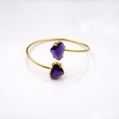 Elegant Gold Open Cuff Bracelet with Dual Heart Shape Design for Women BSW05-GLD