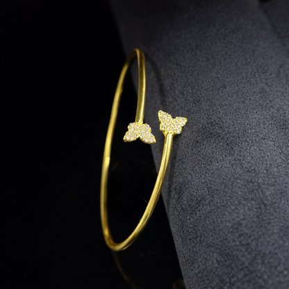 Minimal Gold Open Cuff Bracelet with Dual Butterfly Design Bangle for Women BSW10-GLD