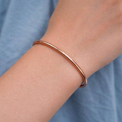 Minimal Copper Open Cuff Bracelet Sleek Double Band Design Bangle for Women BSW12-CPR