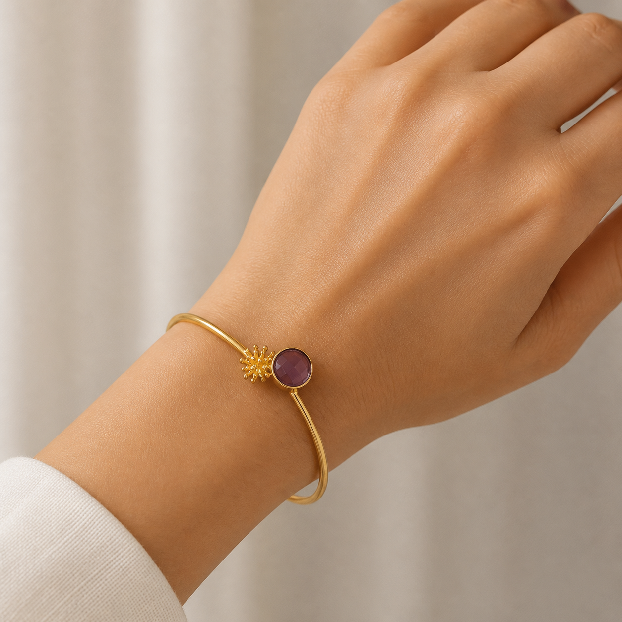 Gold Plated Minimal Open Bracelet Elegant Adjustable Boho Jewelry BSW16-GLD