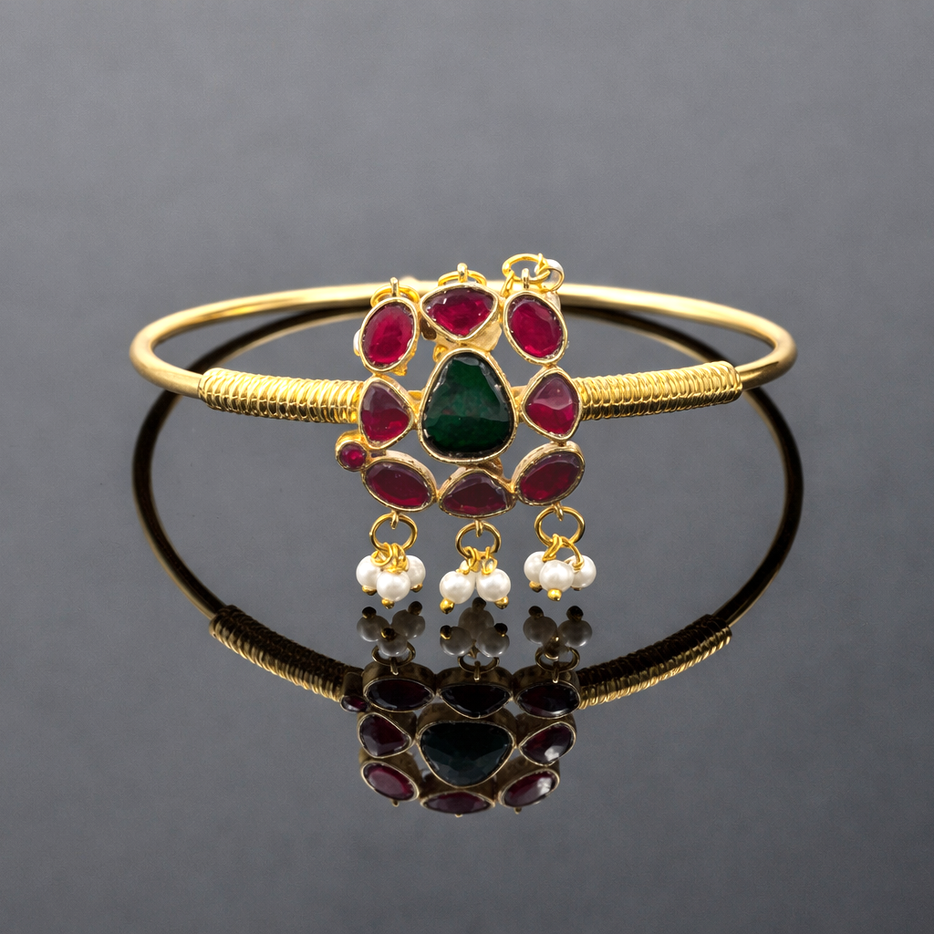 Gold Plated Kundan Pearl Bracelet for Women Traditional Jewelry BSW17-GLD