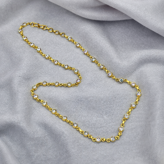 Gold Plated Bezel Link Necklace Minimal Chain Elegant Delicate Everyday Jewelry CH01-GLD