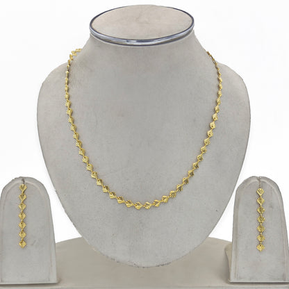 Gold Fan Link Necklace & Drop Earrings Set for Women CHDR02-GLD