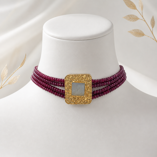 Luxury Green Beaded Choker Necklace for Women Statement Jewelry CKR01-GLD