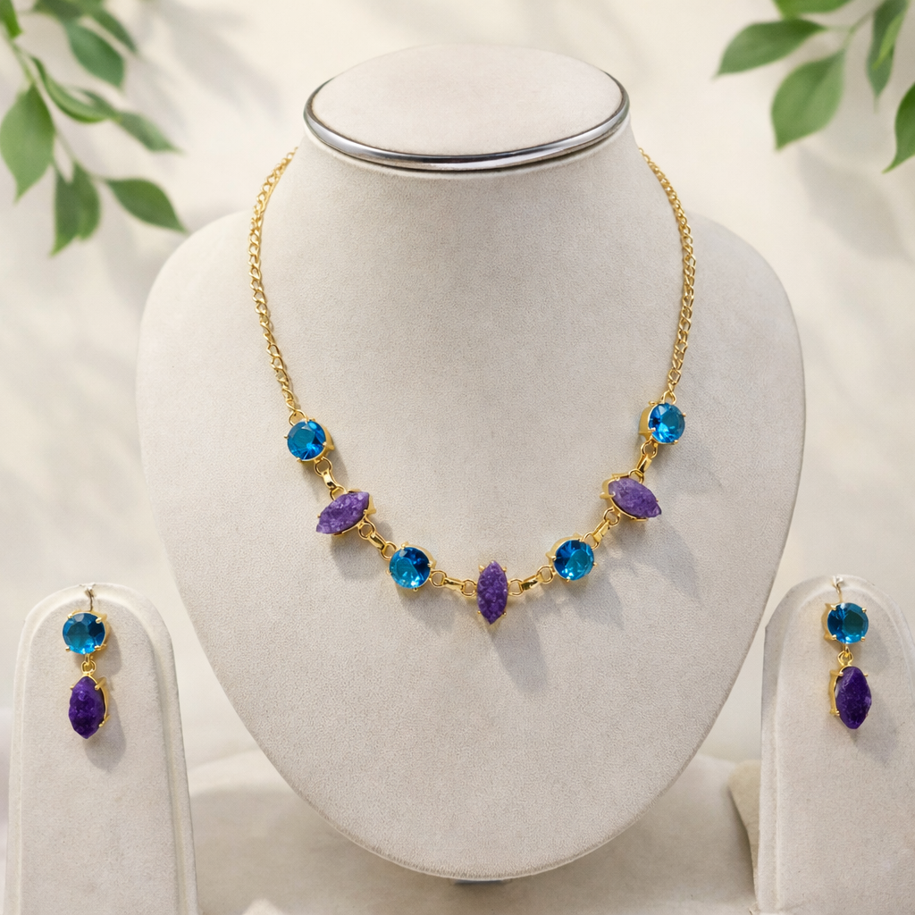 Gold Multi Shape Necklace Set Elegant Minimal Statement Jewelry
