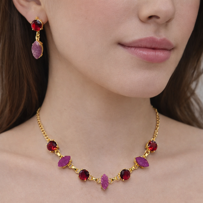Gold Multi Shape Necklace Set Elegant Minimal Statement Jewelry