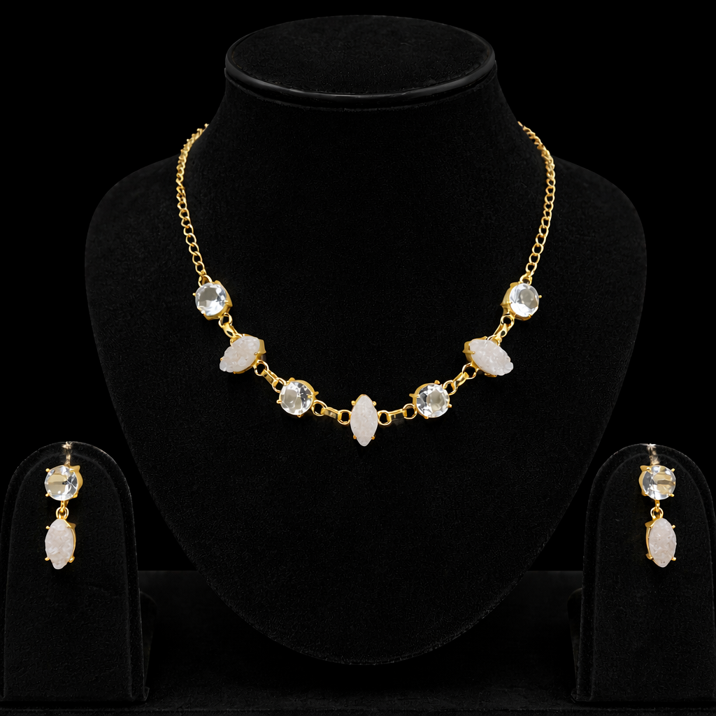 Gold Multi Shape Necklace Set Elegant Minimal Statement Jewelry