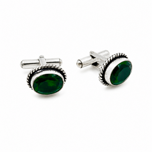 Classic Oval Silver Plated Cufflinks for Men Formal Shirt Accessory CL-PARENT-SLV03