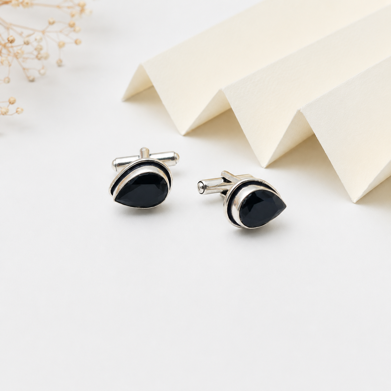Vintage Teardrop Beaded Border Silver Plated Cufflinks for Men CL-PARENT-SLV01