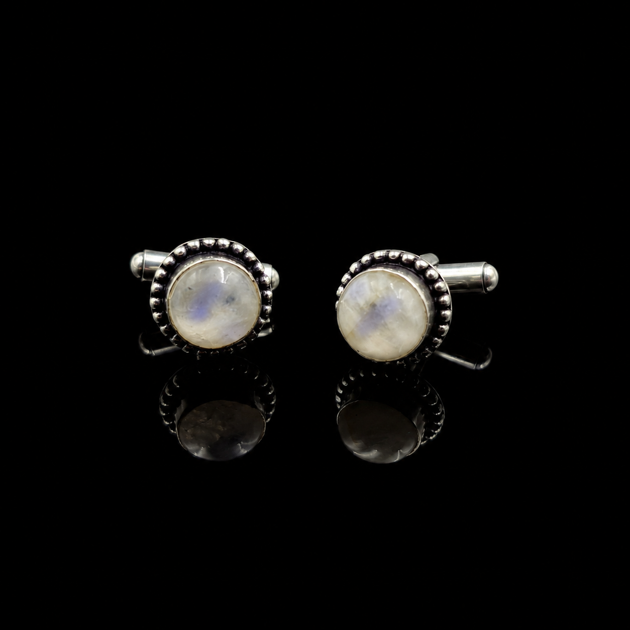 Vintage Round Beaded Silver Plated Cufflinks for Men Formal Wear CL-PARENT-SLV05