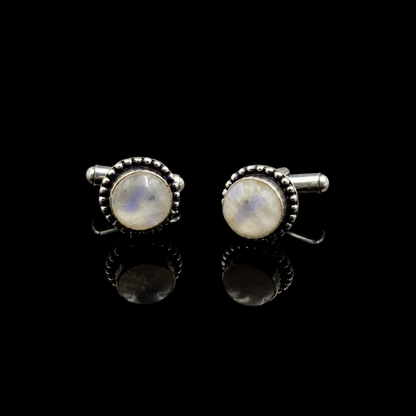 Vintage Round Beaded Silver Plated Cufflinks for Men Formal Wear CL-PARENT-SLV05