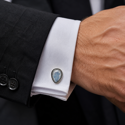 Vintage Teardrop Beaded Border Silver Plated Cufflinks for Men CL-PARENT-SLV01