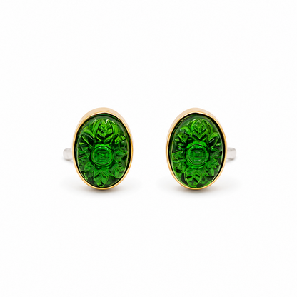 Vintage Carved Oval Gold Plated Cufflinks for Men Formal Wear CL-PARENT-GLD01