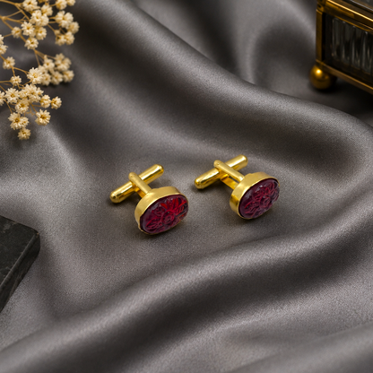 Vintage Carved Oval Gold Plated Cufflinks for Men Formal Wear CL-PARENT-GLD01