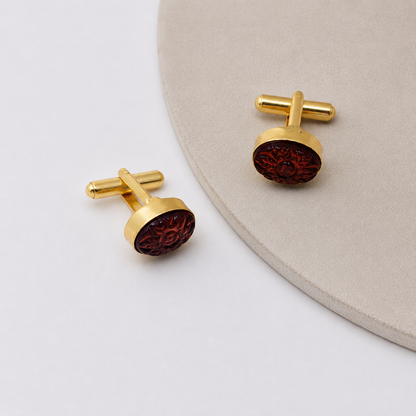 Vintage Carved Oval Gold Plated Cufflinks for Men Formal Wear CL-PARENT-GLD01