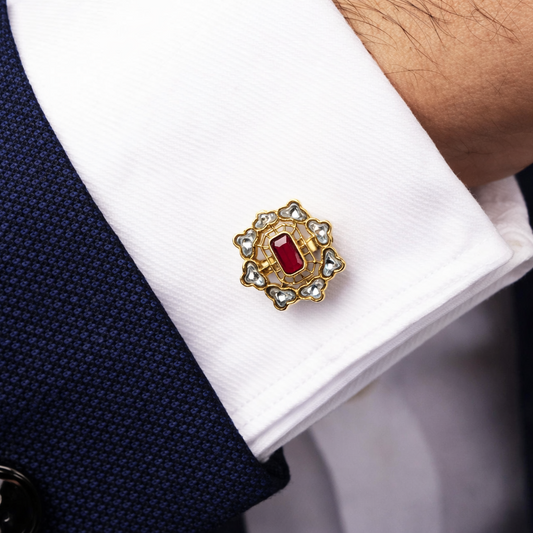 Vintage Floral Gold Plated Cufflinks for Men Wedding Formal Wear CL-PARENT-GLD03