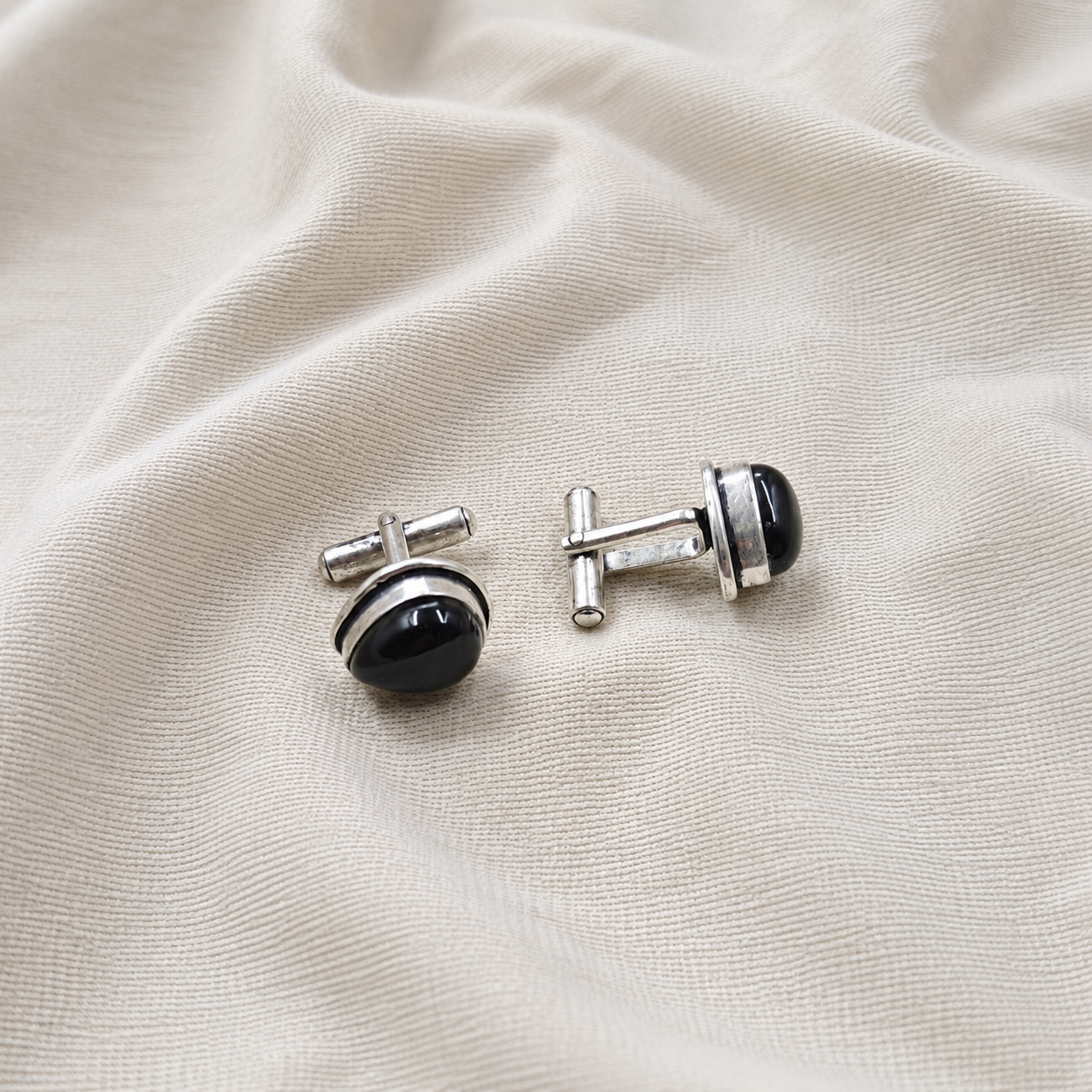 Vintage Teardrop Beaded Border Silver Plated Cufflinks for Men CL-PARENT-SLV01