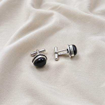 Vintage Teardrop Beaded Border Silver Plated Cufflinks for Men CL-PARENT-SLV01