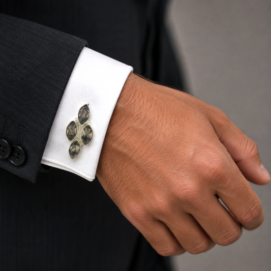 Vintage Floral Cluster Silver Plated Cufflinks for Men Formal Wear CL-PARENT-SLV02