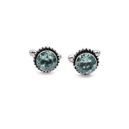 Vintage Round Beaded Silver Plated Cufflinks for Men Formal Wear CL-PARENT-SLV05