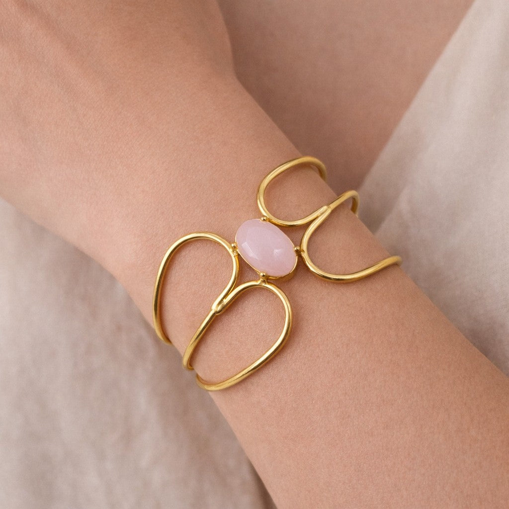 Elegant Gold Open Cuff Bracelet with Abstract Butterfly Design Bangle CUF03-GLD