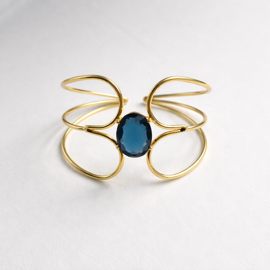 Elegant Gold Open Cuff Bracelet with Abstract Butterfly Design Bangle CUF03-GLD