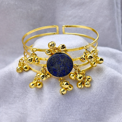 Luxury Gold Statement Bracelet with Dangling Bead and Centerpiece Design CUF04-GLD