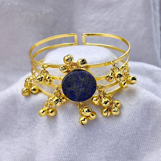 Luxury Gold Statement Bracelet with Dangling Bead and Centerpiece Design CUF04-GLD