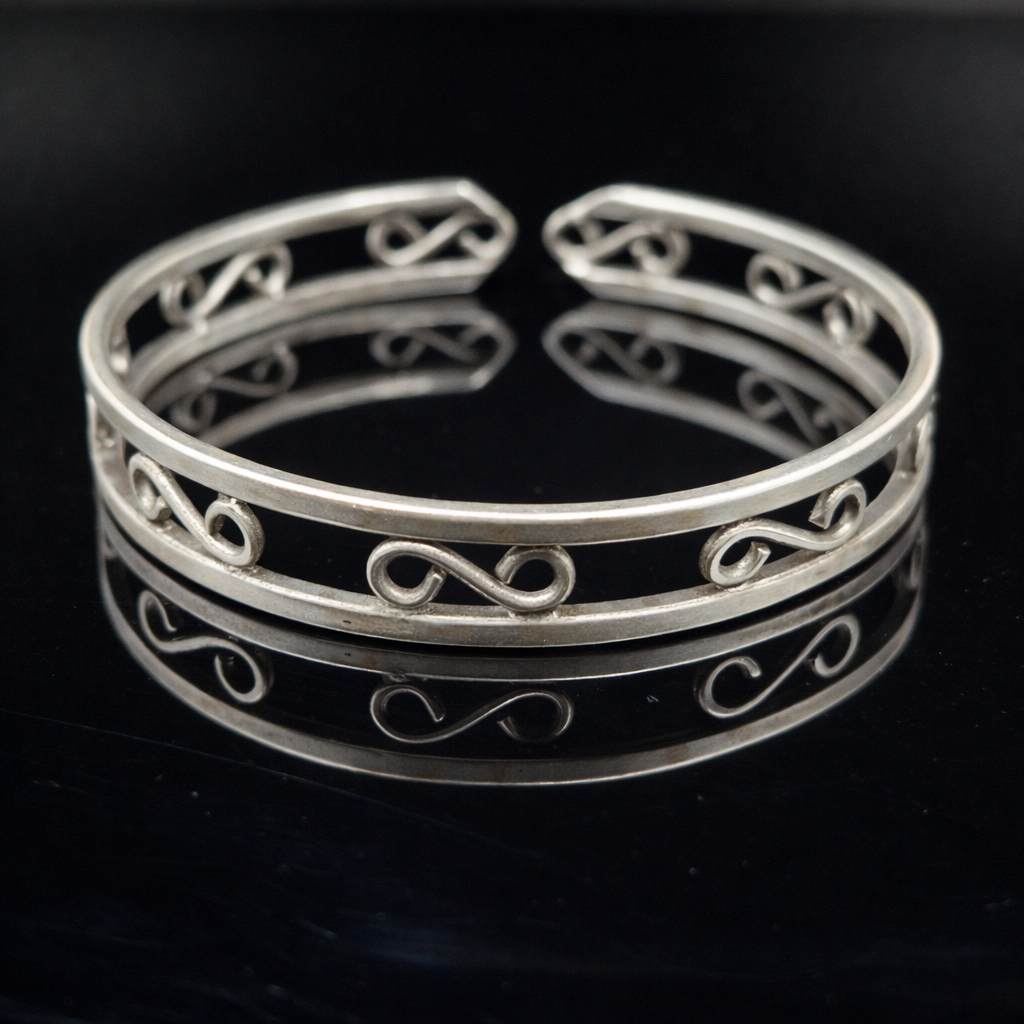 Elegant Open Cuff Bracelet | Minimalist Infinity Scroll Design Bangle CUF10