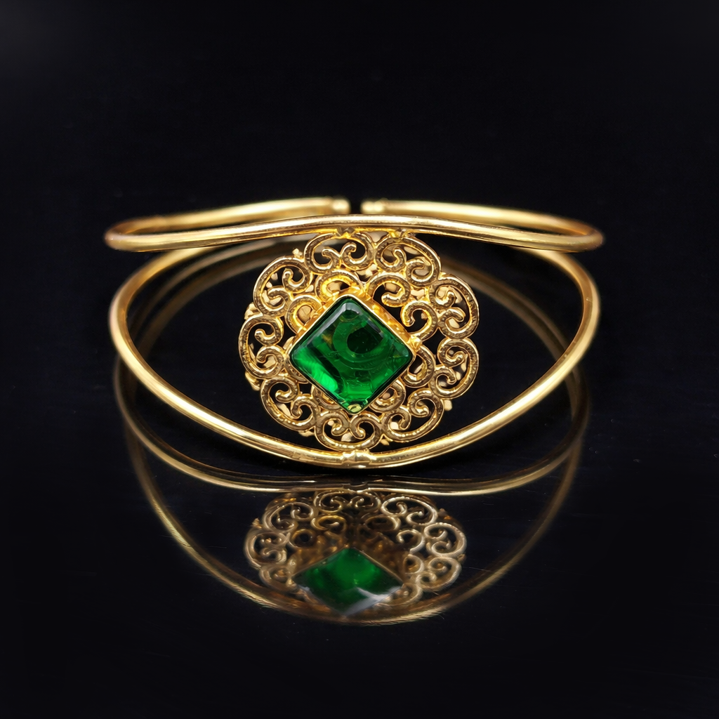Elegant Gold Filigree Cuff Bracelet | Designer Open Adjustable Bangle CUF12-GLD