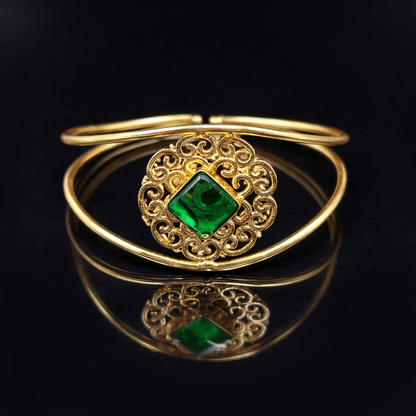 Elegant Gold Filigree Cuff Bracelet | Designer Open Adjustable Bangle CUF12-GLD