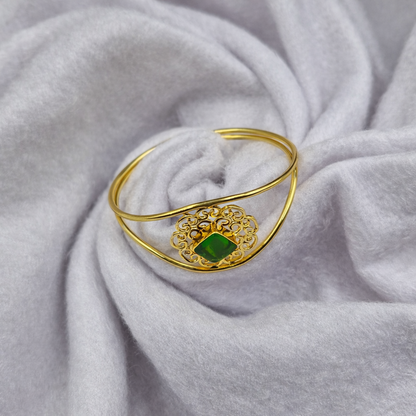 Elegant Gold Filigree Cuff Bracelet | Designer Open Adjustable Bangle CUF12-GLD