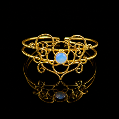 Gold Plated Filigree Cuff Bracelet Elegant Adjustable Boho Jewelry CUF15-GLD