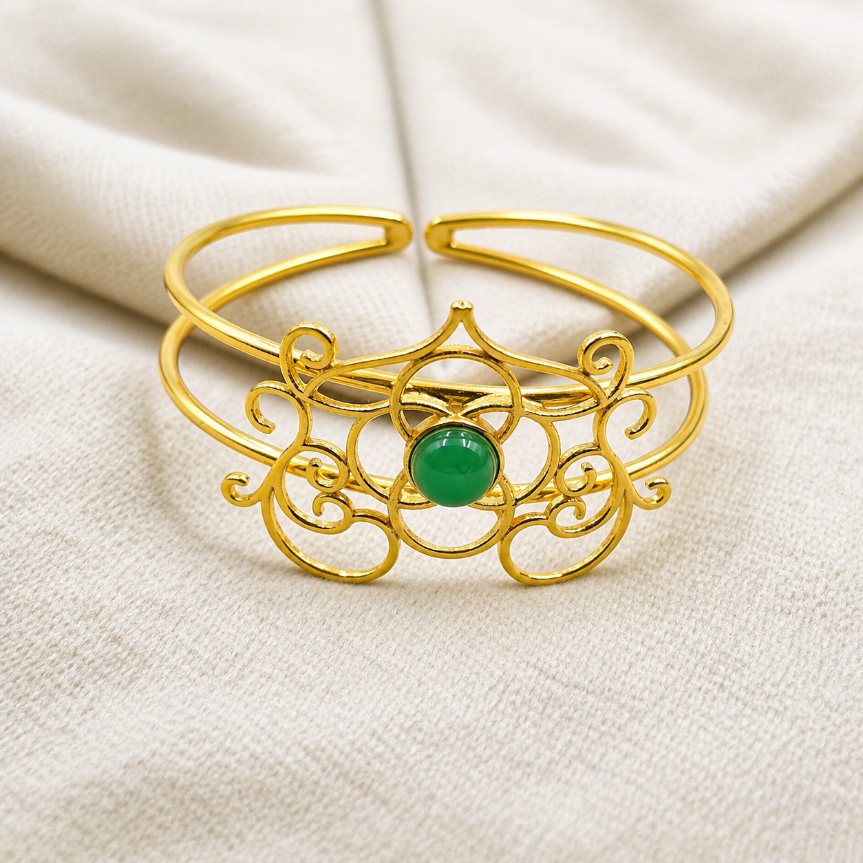 Gold Plated Filigree Cuff Bracelet Elegant Adjustable Boho Jewelry CUF15-GLD