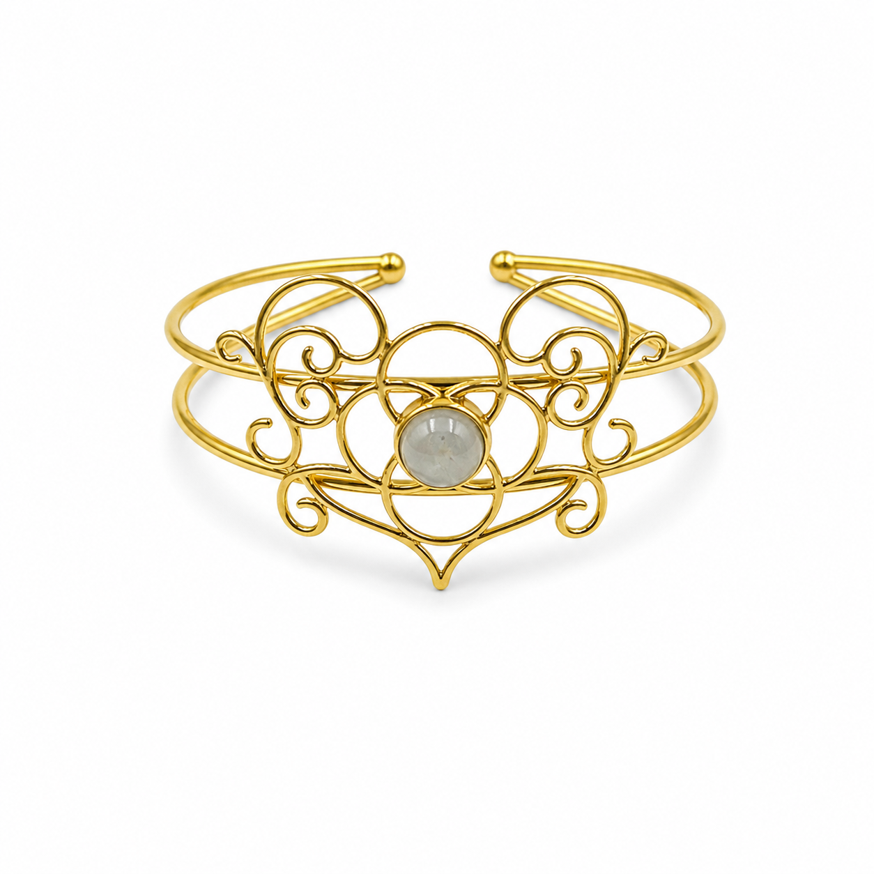 Gold Plated Filigree Cuff Bracelet Elegant Adjustable Boho Jewelry CUF15-GLD