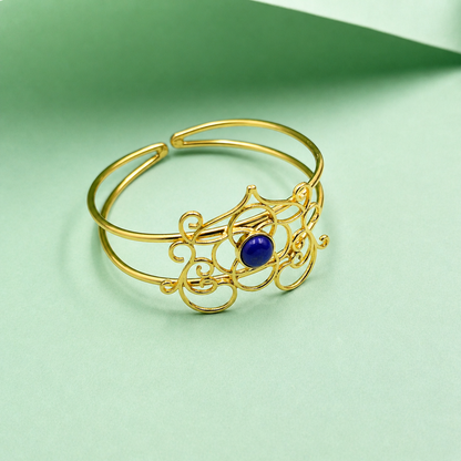 Gold Plated Filigree Cuff Bracelet Elegant Adjustable Boho Jewelry CUF15-GLD