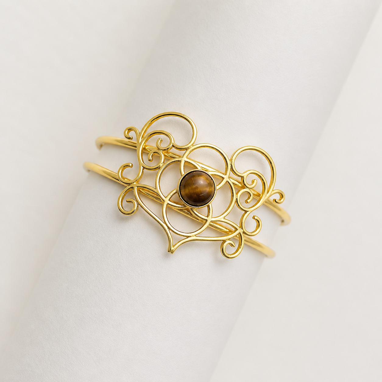 Gold Plated Filigree Cuff Bracelet Elegant Adjustable Boho Jewelry CUF15-GLD